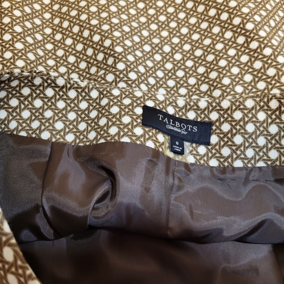 Talbots Pleated Skirt Sz 8 Retro Cane Whicker Print Scoolgirl Mini A-Line 7/8 - Picture 7 of 7